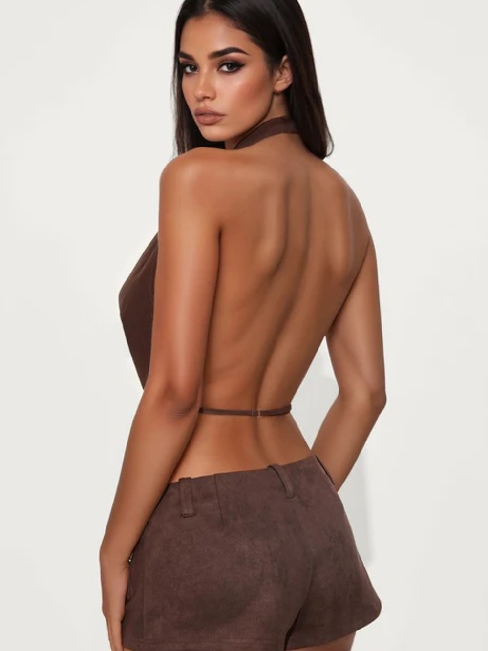Cowl Neck Halter Top - White - Picture 4 of 4